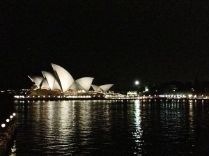 NIght view of the opera house from our hotel room.