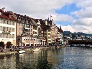 View of Lucerne from the bridge. 